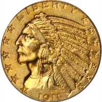 1911-S Indian Half Eagle. AU-58 (PCGS). CAC.