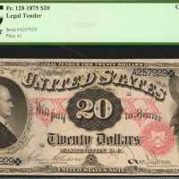 Fr. 128. 1875 $20 Legal Tender Note. PCGS Choice About New 58.