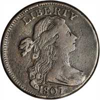 1807 Draped Bust Cent. S-276. Rarity-1. Large Fraction. VF-20 Porous, Scratched.