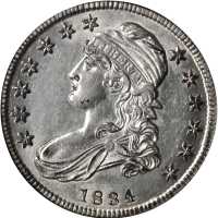 1834 Capped Bust Half Dollar. O-109. Rarity-1. Small Date, Small Letters. AU-58 (NGC). OH.