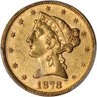 1878 Liberty Head Half Eagle. MS-61 (PCGS).
