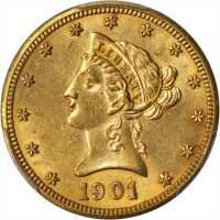美国1901-S年10美元金币。