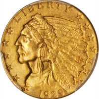 1929 Indian Quarter Eagle. Unc Details--Cleaned (PCGS).