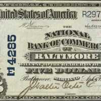 Baltimore, Maryland. $5 1902 Plain Back. Fr. 601. The NB of Commerce. Charter #4285. Extremely Fine.