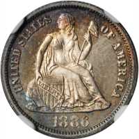 1886 Liberty Seated Dime. Proof-68 Cameo (NGC).