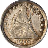 1840-O Liberty Seated Quarter. Drapery. Briggs 2-C. Small O. EF Details--Cleaned (PCGS).