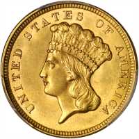 1856 Three-Dollar Gold Piece. MS-62 (PCGS).