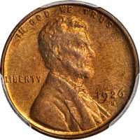 1926-S Lincoln Cent. MS-64 RD (PCGS). Gold Shield Holder.