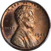 1944-D/S Lincoln Cent. FS-511. MS-65 RB (PCGS).