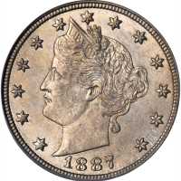 1887 Liberty Head Nickel. MS-65 (PCGS).