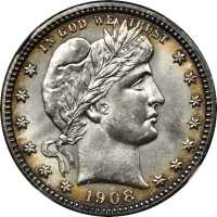 1908-O Barber Quarter. MS-63 (NGC).