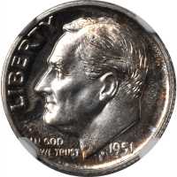 1951 Roosevelt Dime. Proof-68 (NGC).