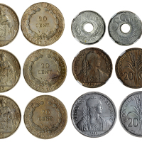 法属安南辅币6枚一组，包括1943年5分， 1921A,23A,25A,41S及45B20分，分别评NGC MS67,PCGS AU Details,MS61,AU53,NGC MS65及PCGS M