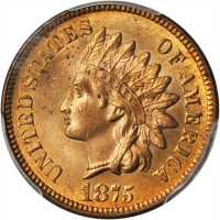 1875 Indian Cent. Snow-16, FS-801. Intentional Die Alteration. MS-64+ RD (PCGS).