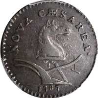 1787 New Jersey Copper. Maris 62-q, W-5350. Rarity-3. Sprig Above Plow, Hidden Initials. VF-30 (PCGS