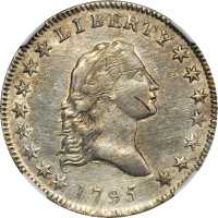 1795 Flowing Hair Half Dollar. O-126a, T-22. Rarity-4+. Small Head, Two Leaves. AU-58 (NGC).