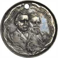 1868 Ulysses S. Grant. DeWitt-USG 1868-34. White metal. Mint State, pierced.
