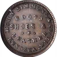 Wisconsin--Kenosha. 1863 Hohn Simmons & Co. Fuld-330C-1a. Rarity-6. Copper. 19 mm. MS-62 BN (NGC).