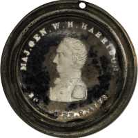 1840 William Henry Harrison Sulfide. DeWitt-WHH 1840-99. White medal, enamel and glass. Very Fine, o