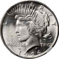 1924 Peace Silver Dollar. MS-66+ (NGC).