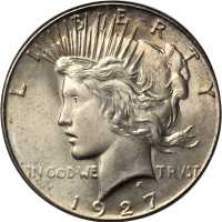 1927 Peace Silver Dollar. MS-65 (PCGS). Gold Shield Holder.