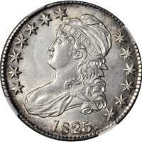 1825 Capped Bust Half Dollar. O-114. Rarity-1. AU-58 (NGC).