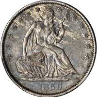1859-O Liberty Seated Half Dollar. WB-3. Rarity-3. Late Die State. Misplaced Date. AU-53 (PCGS).