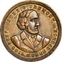 Group of six 1856 John C. Freemont campaign medalets, all brass.
