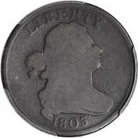 1803 Draped Bust Half Cent. C-2. Rarity-4. Good-4 (PCGS).