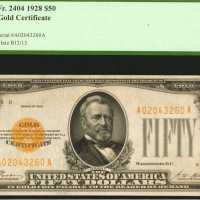 Fr. 2404. 1928 $50 Gold Certificate. PCGS Choice About New 55.