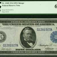 Fr. 1048. 1914 $50 Federal Reserve Note. Chicago. PCGS Gem New 65 PPQ.