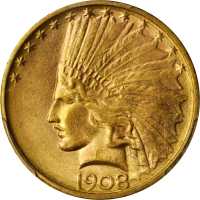 1908-D Indian Eagle. No Motto. MS-63 (PCGS). CAC.