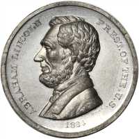 1864 Abraham Lincoln. DeWitt-AL 1864-19. White metal. 27.7 mm. About Uncirculated.