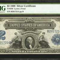 Fr. 250. 1899 $2 Silver Certificate. PMG Gem Uncirculated 65 EPQ.