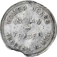 New Mexico--Thoreau. Undated Homer Jones Indian Traders. $1.00. Aluminum. 30 mm. VG-8 Damaged.