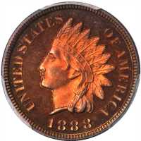 1888 Indian Cent. Proof-65 RB (PCGS). Gold Shield Holder.
