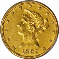 美国1882年10美元金币  PCGS AU Details