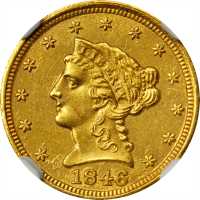 1846-C Liberty Head Quarter Eagle. Unc Details--Improperly Cleaned (NGC).