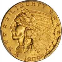 1909 Indian Quarter Eagle. AU Details--Cleaned (PCGS).