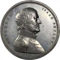 1818 Isaac Shelby Battle of the Thames Medal. Original. White Metal. 65 mm. Julian MI-21. Choice Abo