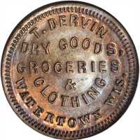 Wisconsin--Watertown. 1864 Thomas Dervin. Fuld-920D-1a. Rarity-8. Copper. 19 mm. MS-65 RB (NGC).