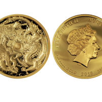 2018年澳大利亚龙虎纪念金币样品，面值200美元，重量2盎司，成色99.99%，发行量500枚