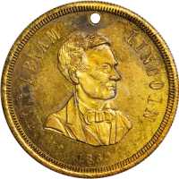1860 Abraham Lincoln. DeWitt-AL 1860-33. Brass. 31.0 mm. Choice Mint State.