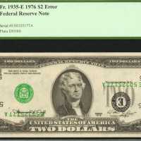 Fr. 1935-E. 1976 $2 Federal Reserve Note. Richmond.  PCGS Gem New 65 PPQ. Inverted Third Print Error