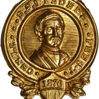 1876 Samuel J. Tilden. DeWitt-SJT 1876-14. Brass shell. 27.1 x 34.6 mm. Choice Mint State.