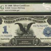 Lot of (2) Fr. 229. 1899 $1 Silver Certificates. PMG About Uncirculated 50 & 55.