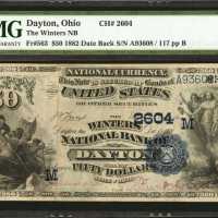 Dayton, Ohio. $50 1882 Date Back. Fr. 563. The Winters NB. Charter #2604. PMG Very Fine 30.