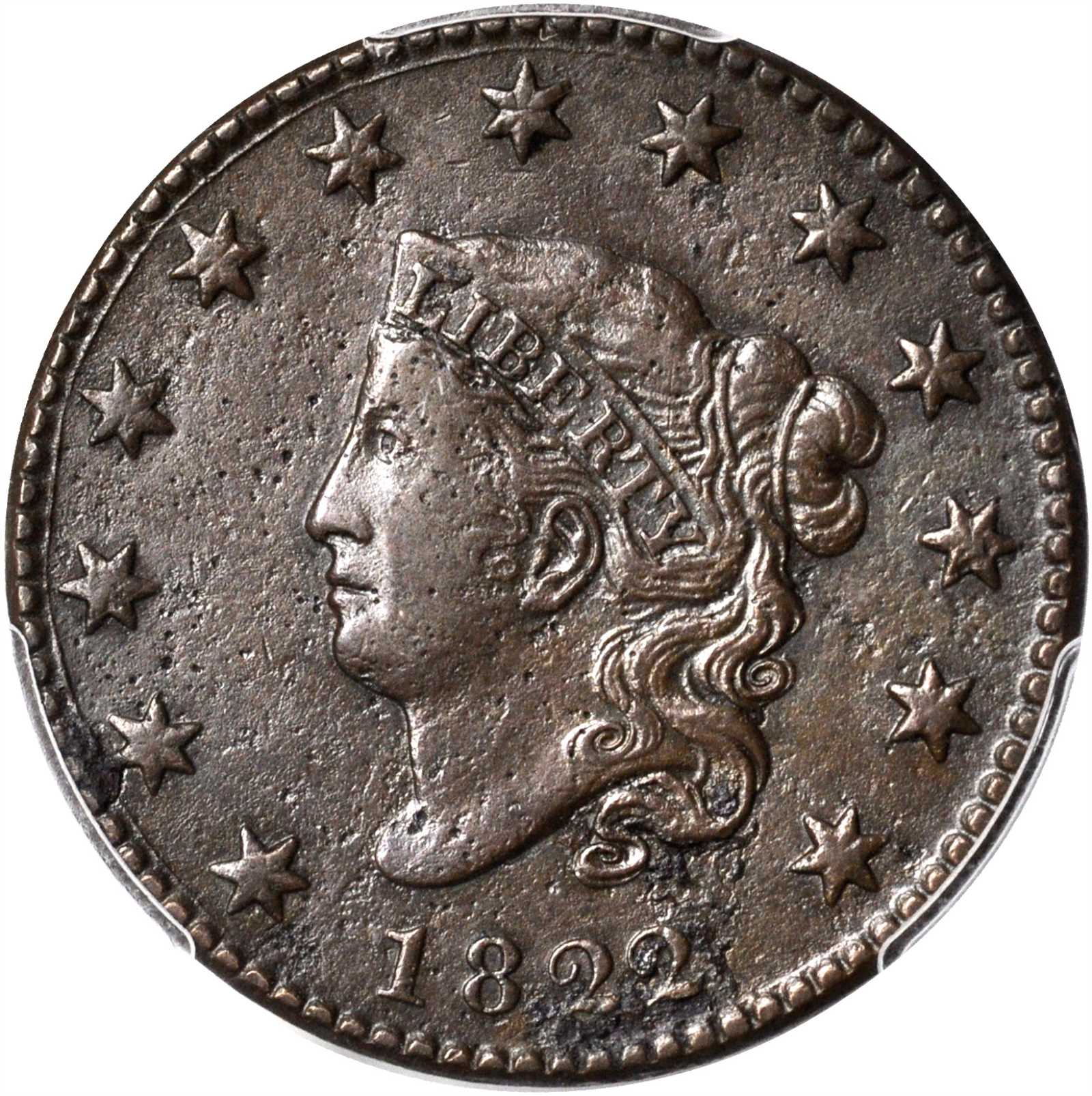 1822 Matron Head Cent. N-3. Rarity-2. EF Details--Environmental Damage (PCGS).