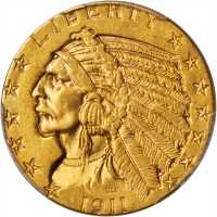 1911 Indian Half Eagle. MS-62 (PCGS).