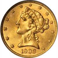 1908 Liberty Head Half Eagle. MS-63 (PCGS). CAC.